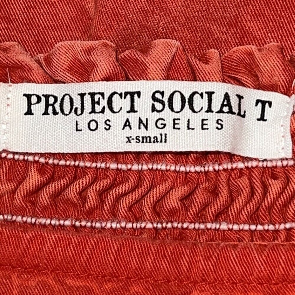 Project Social T Los Angeles Short Sleeve Smocked Top Blouse Women S Red‎ Orange - Picture 6 of 8
